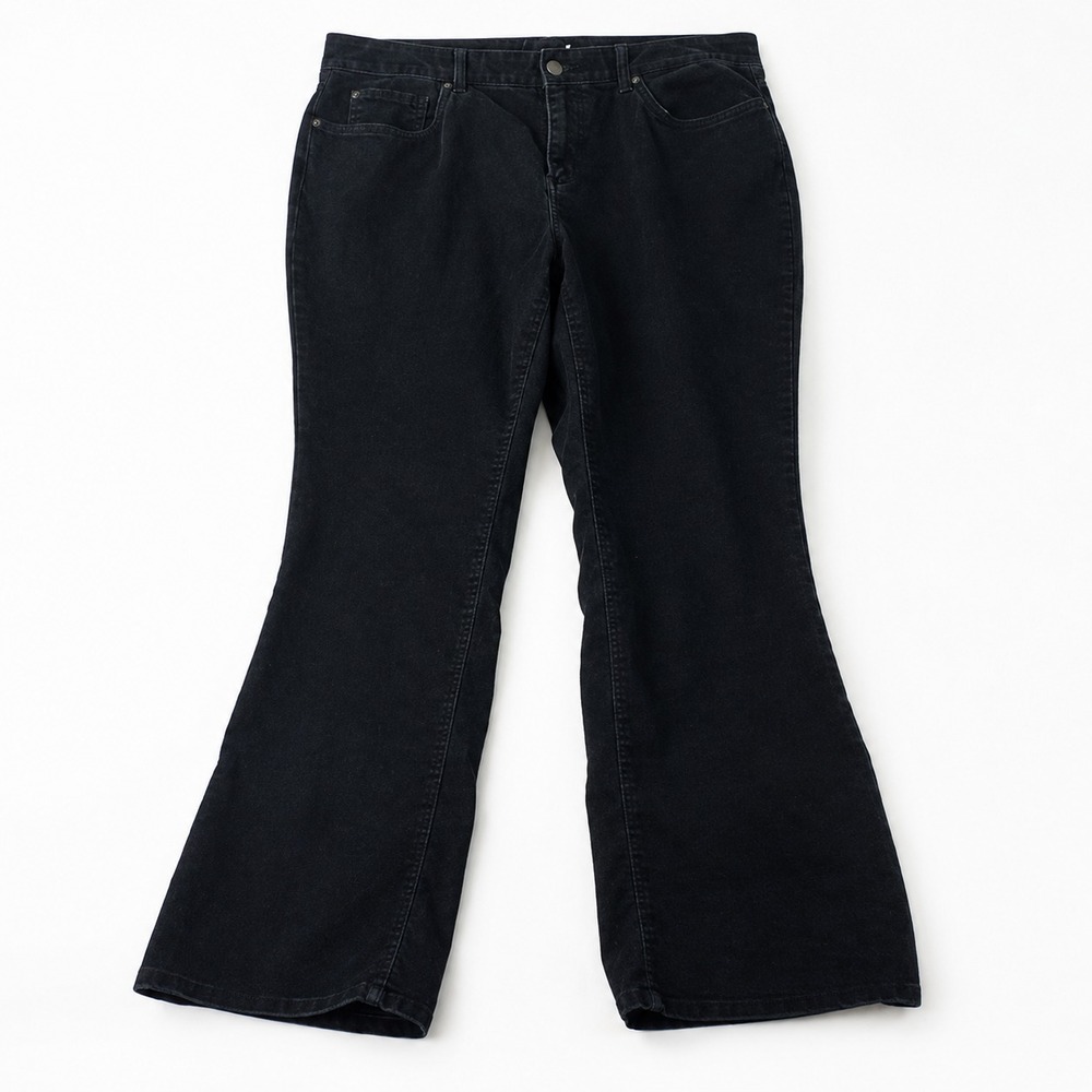 Eddie Bauer Corduroy Pants Womens 18P Dark Blue Curvy Straight Academia Preppy